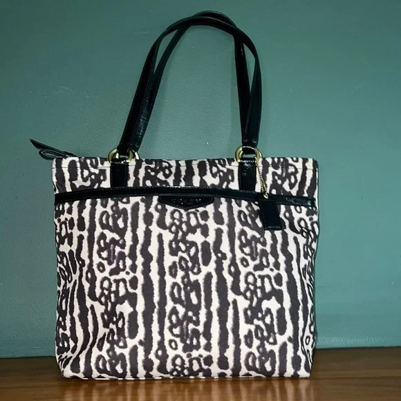 Coach ocelot leopard tote on sale